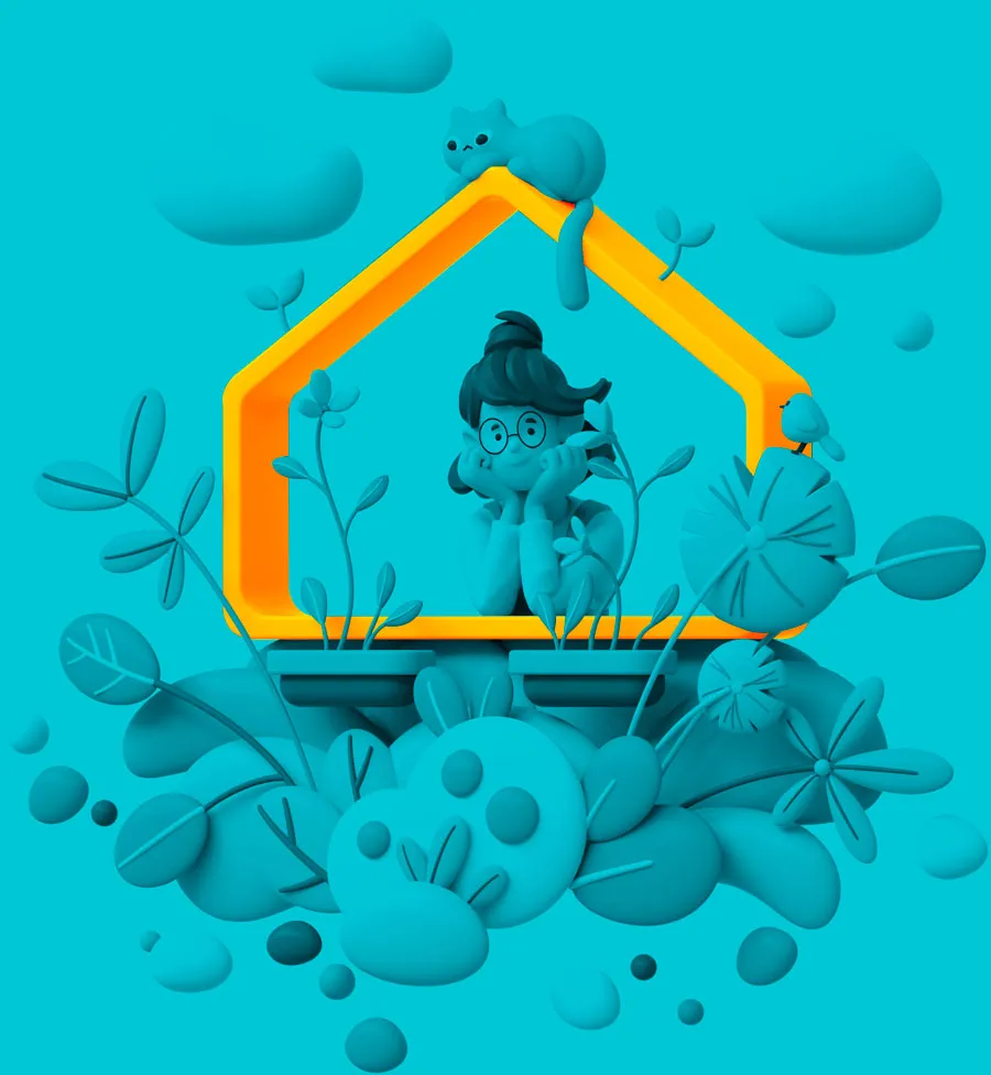 Ilustración de una persona soñando con su casa propia